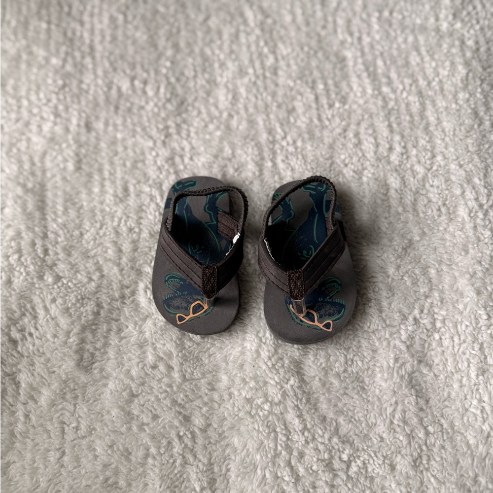 Carter's Gray Flip-Flop Sandals with Teal and Orange Accents